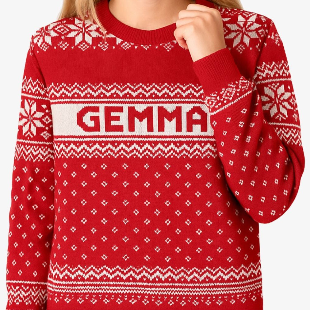 Your Name Red Personalised Christmas Jumper