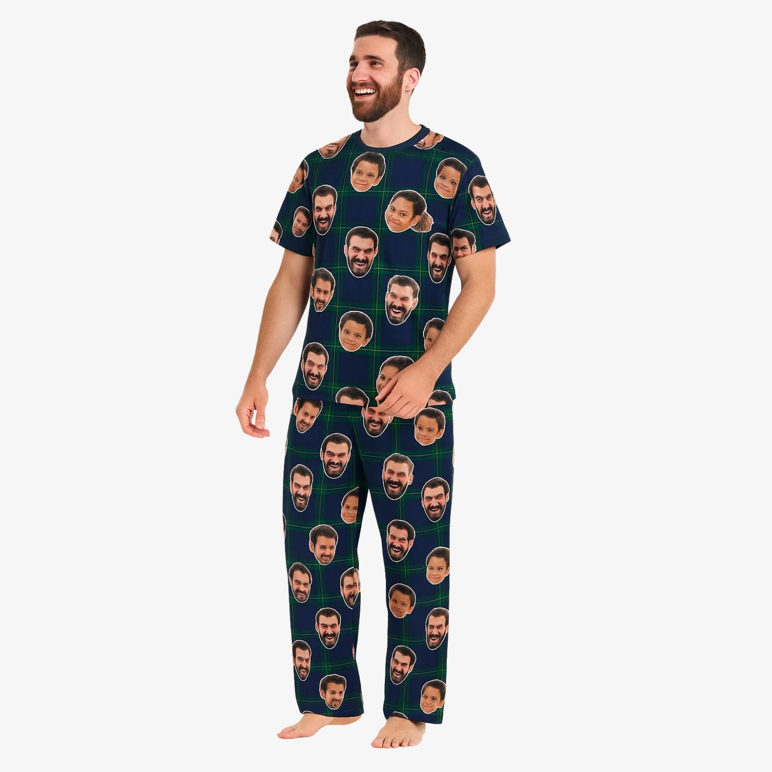 Men's Navy Tartan Personalised Pyjamas 