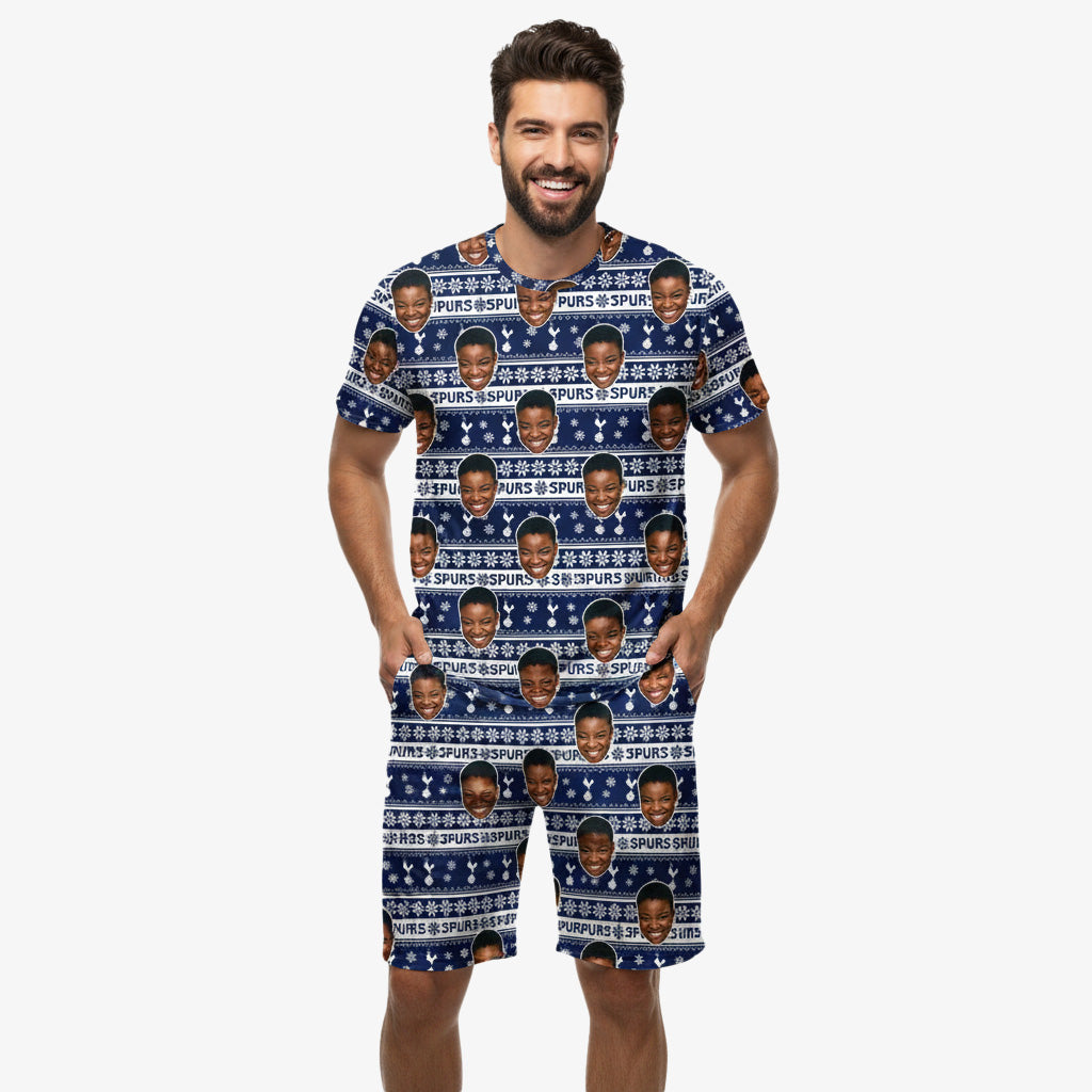 Personalised Men's Pyjamas - Spurs Christmas Men's PJ Shorts Set