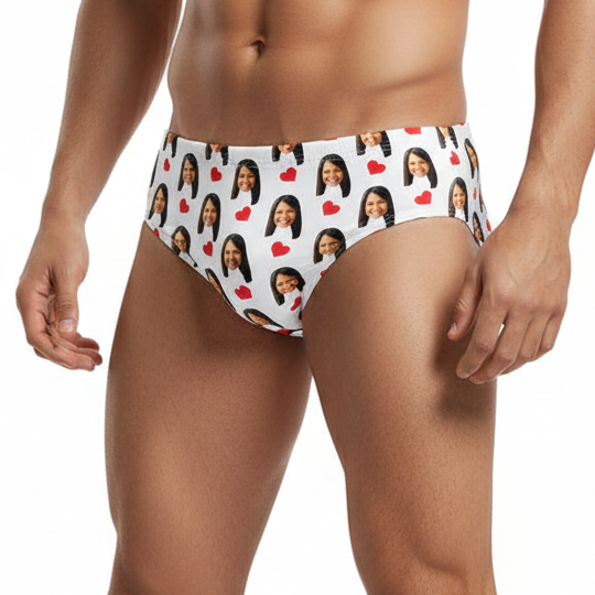 Personalised Red Hearts Swimming Trunks