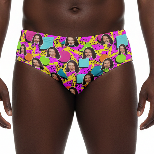 Pink 80s Pattern Custom Face Swim Trunks