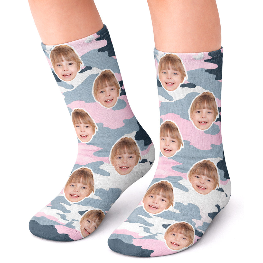 Pink Camo Face Kids Socks