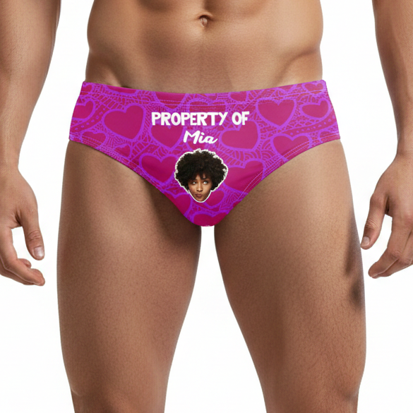 Property Of [Your Name] Face Swim Trunks