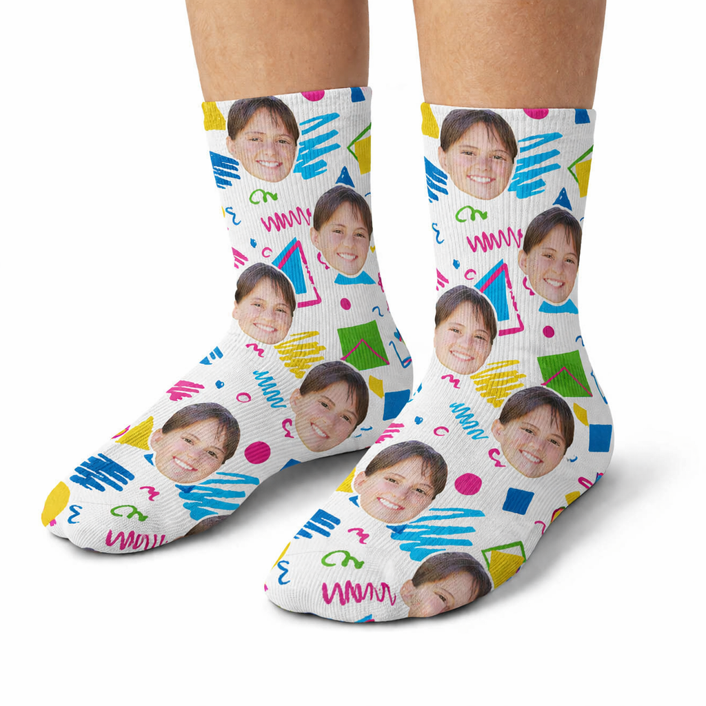 Retro Doodle Face Kids Socks