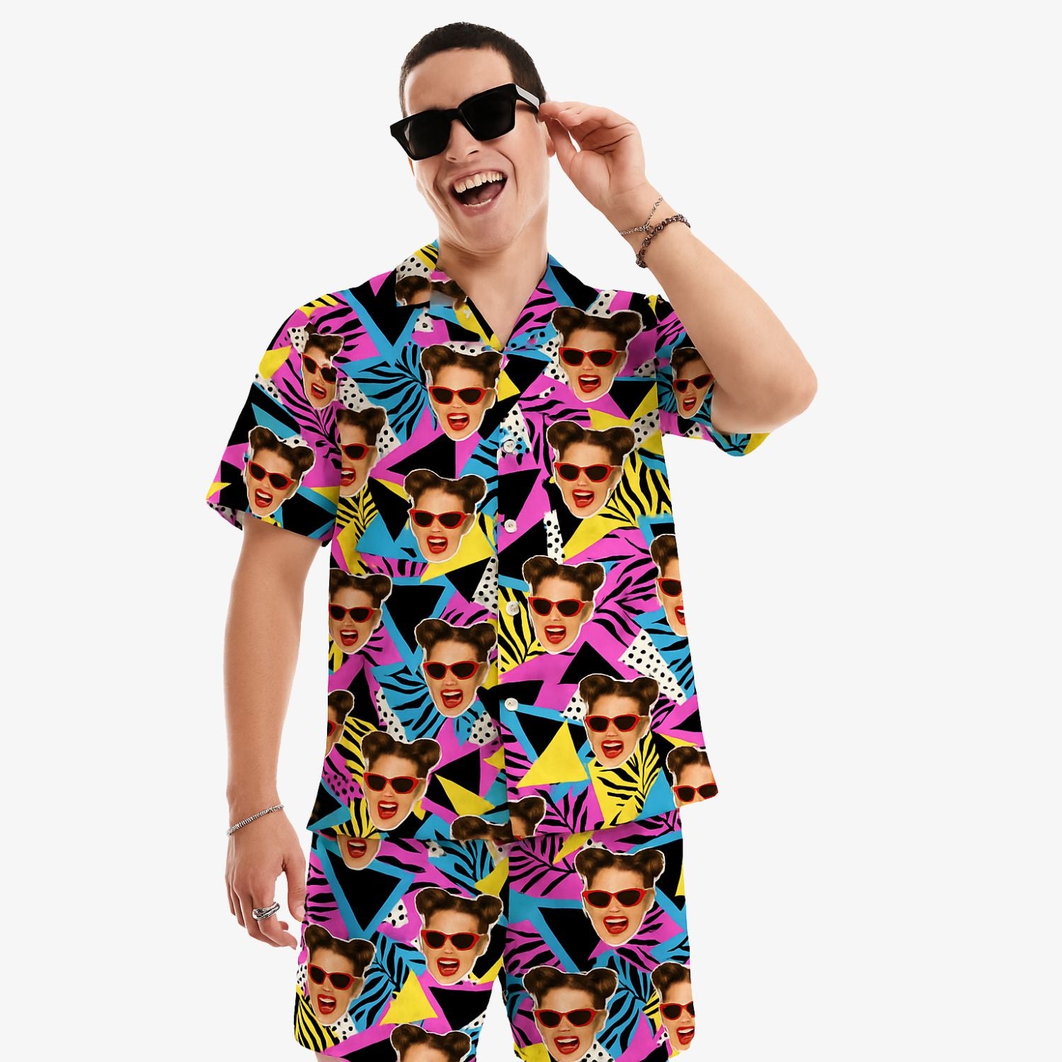 Retro Pattern Personalised Hawaiian Shirt Shorts Set