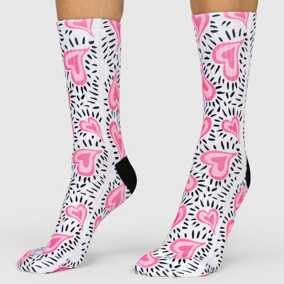 Retro Pink Hearts Socks