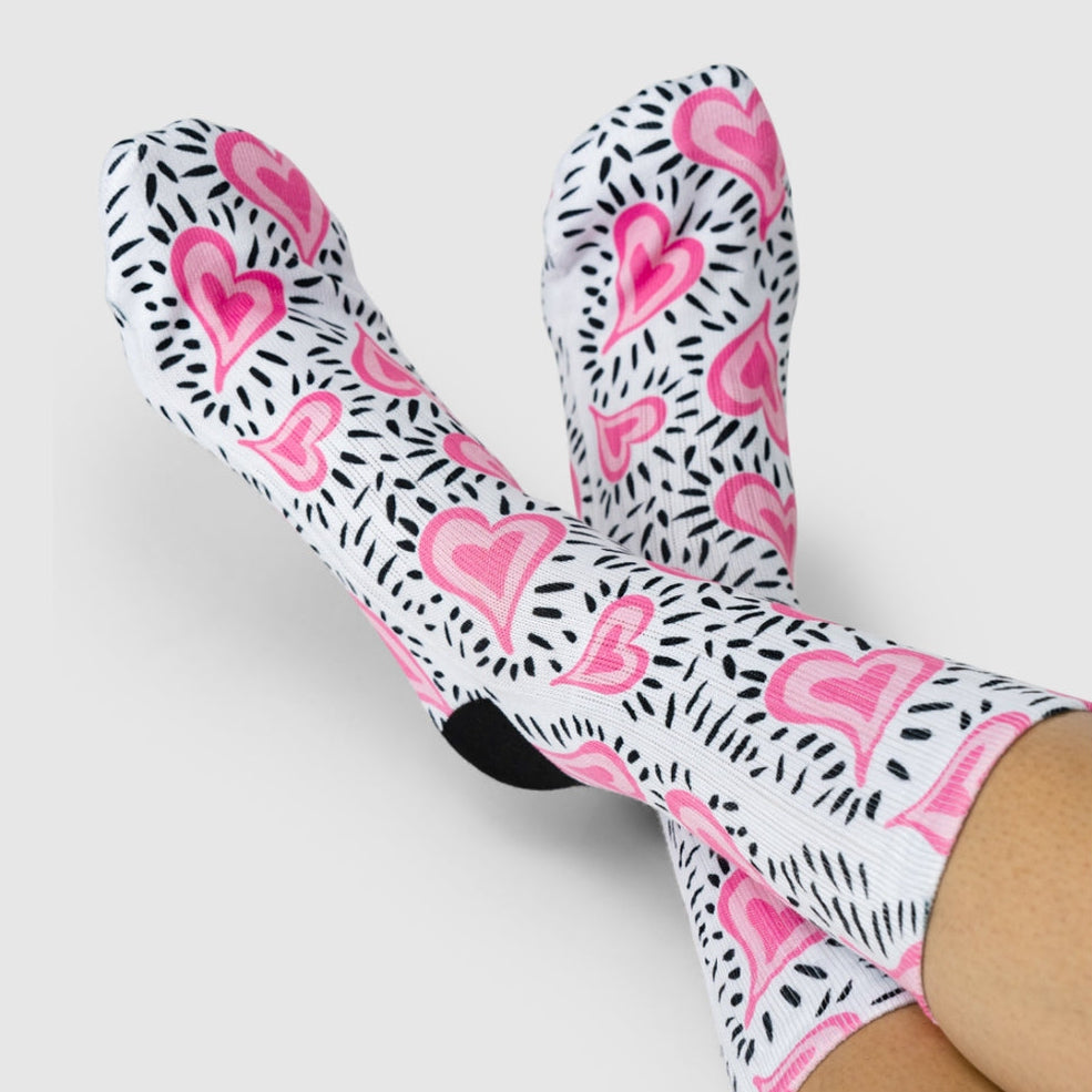 Retro Pink Hearts Socks