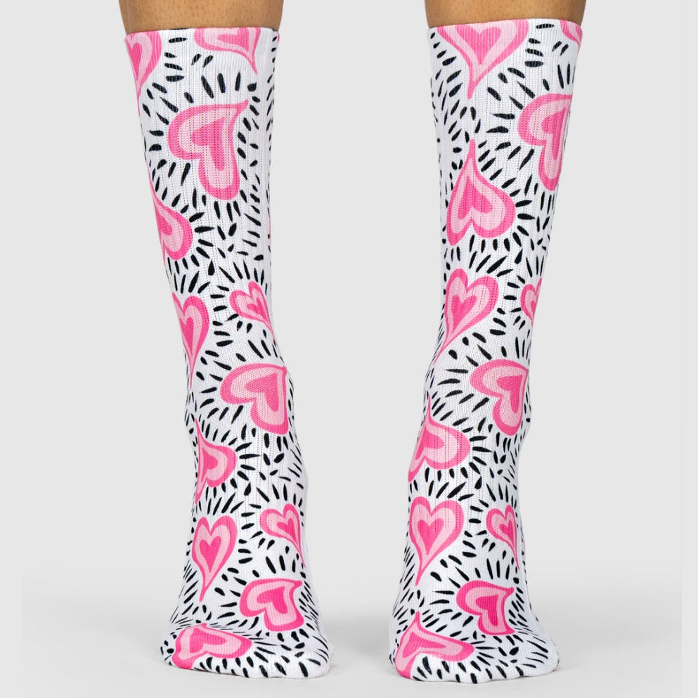 Retro Pink Hearts Socks