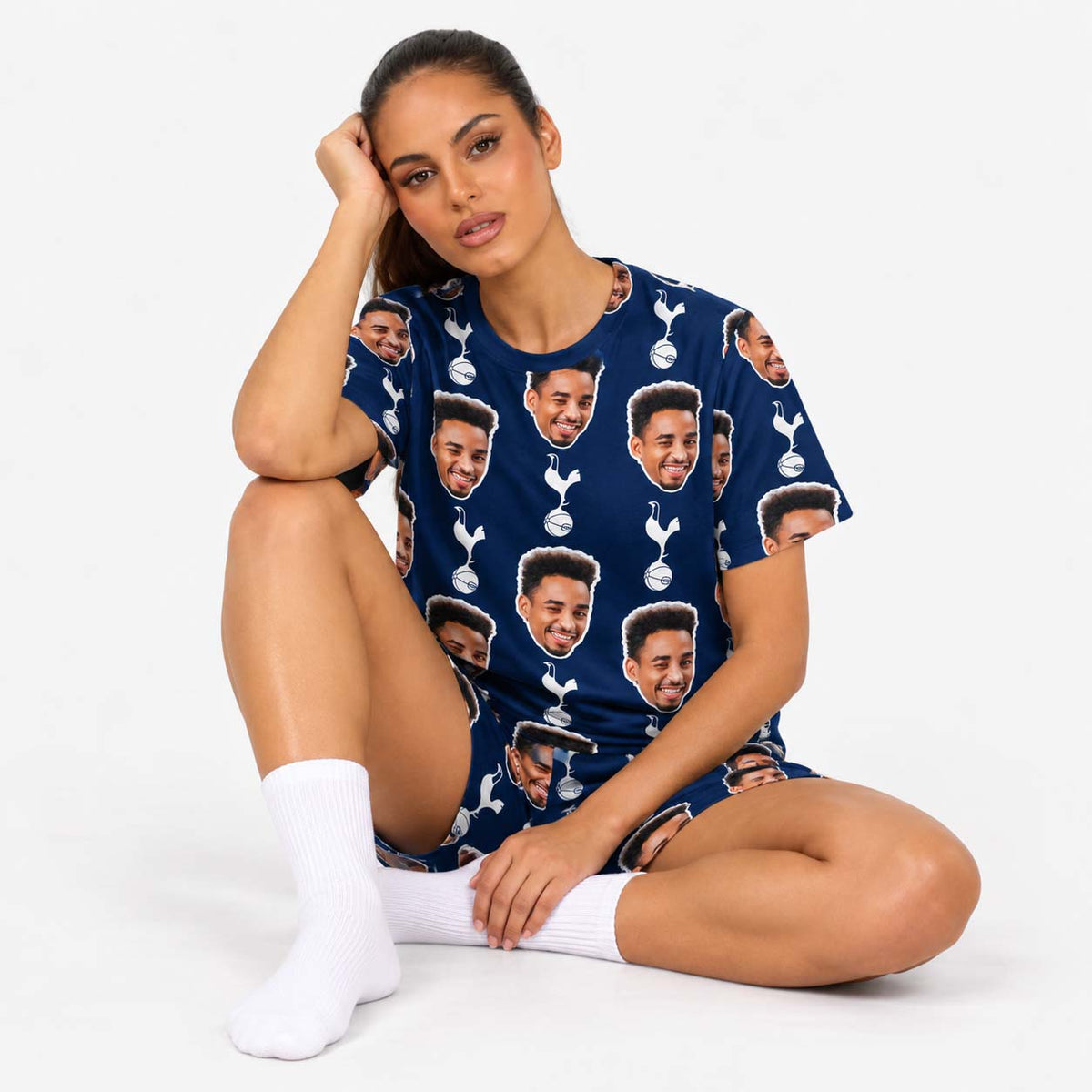 Spurs Navy Women's Personalised PJs - Shorts Set