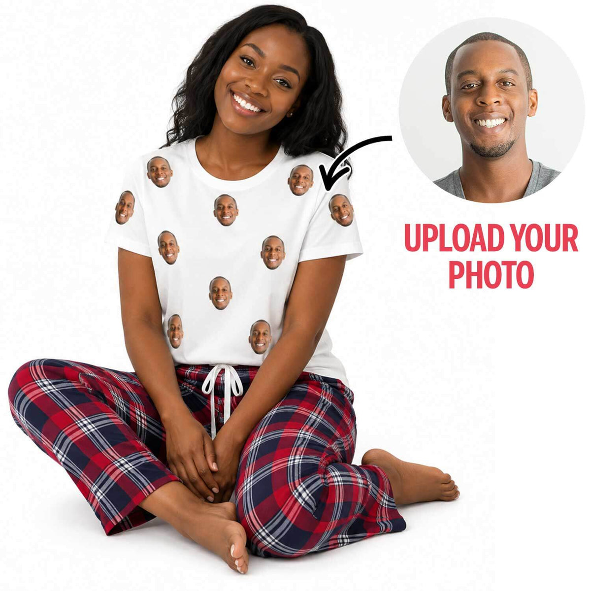 Women's Face Pyjamas - Tartan Trouser Set
