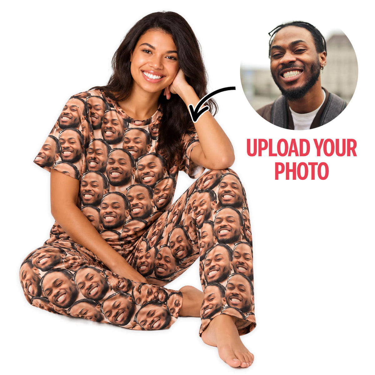 Women's Face Mash Pyjamas - Personalised PJ Trouser Set