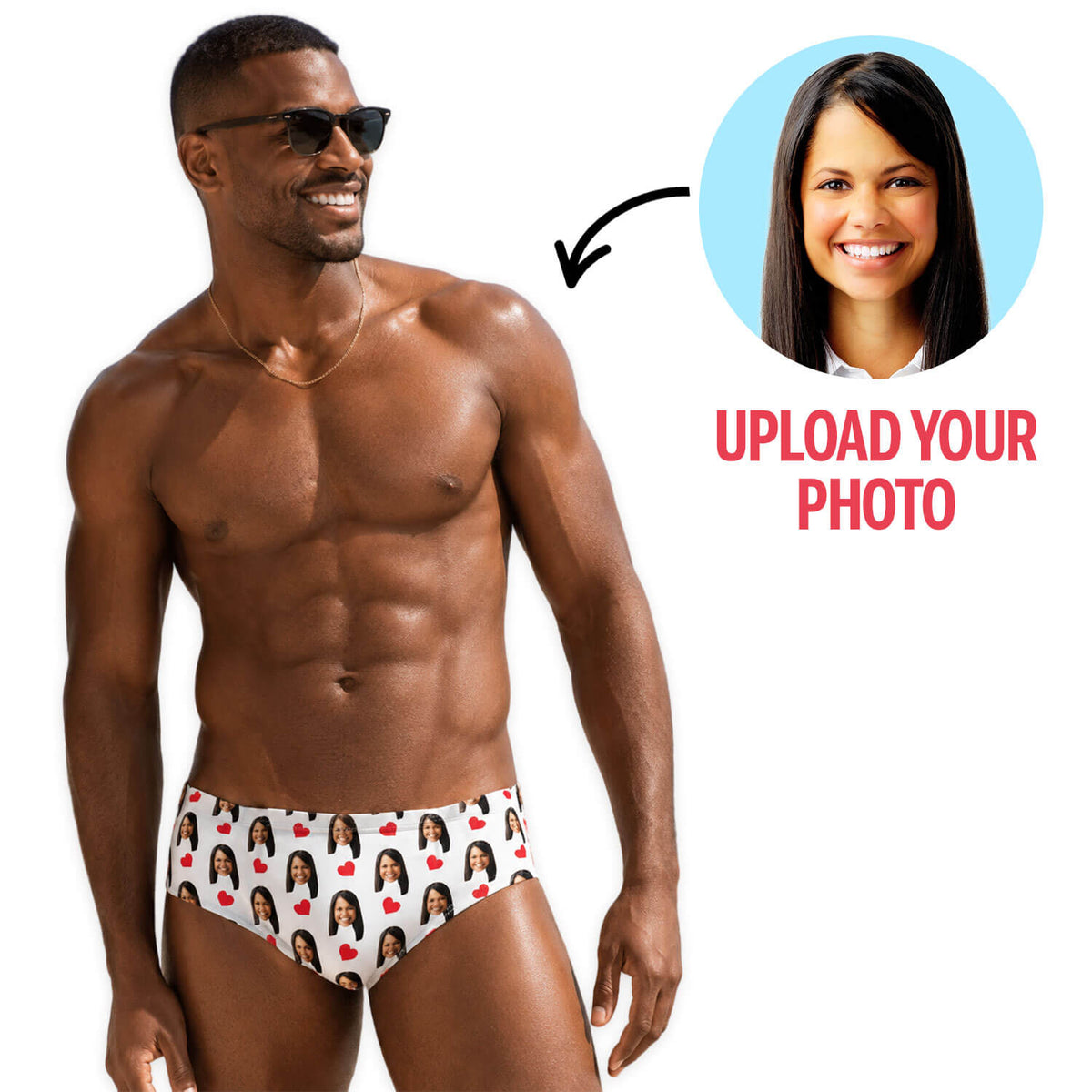 Personalised Red Hearts Swimming Trunks