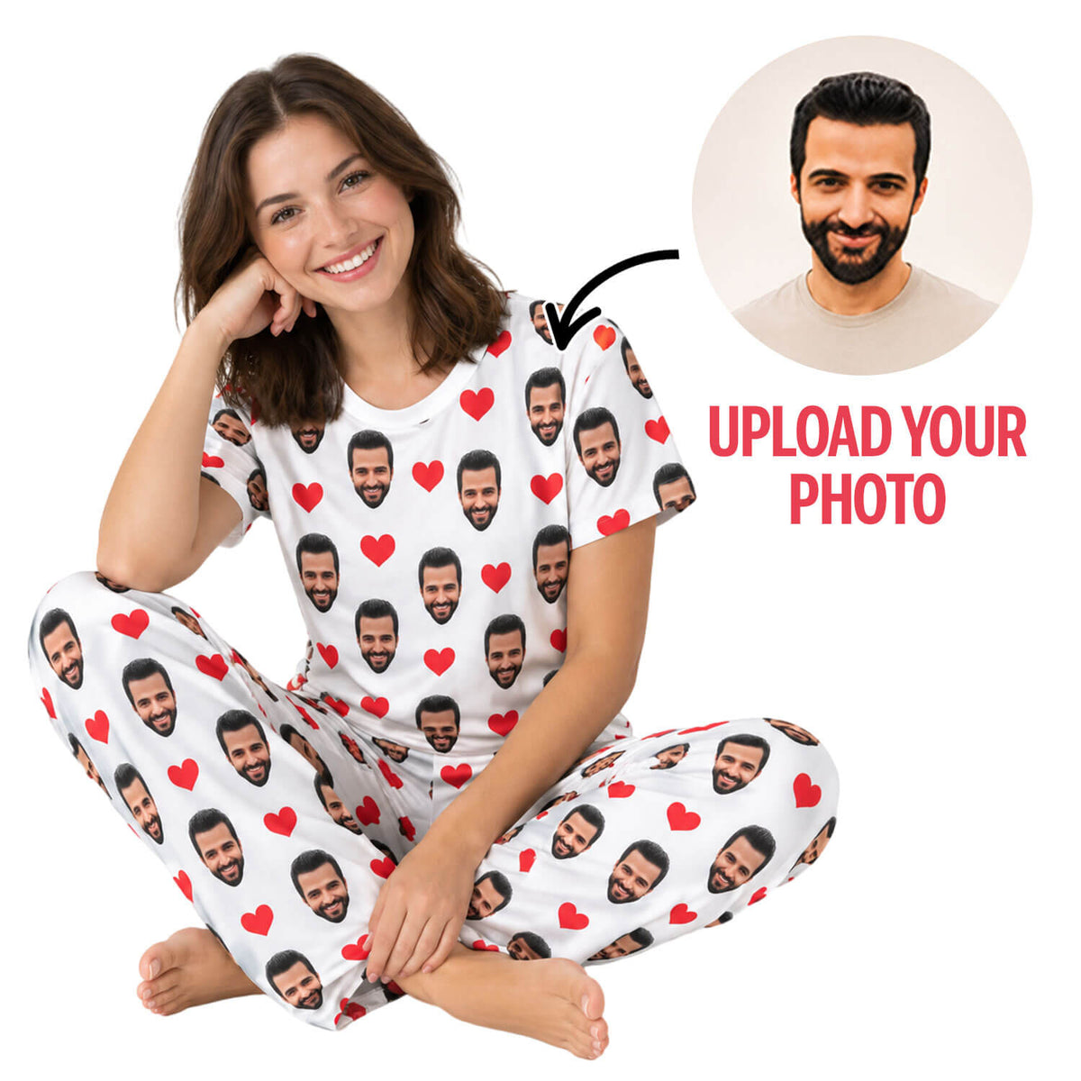 Women's Love Hearts Personalised Pyjamas - Trouser Set