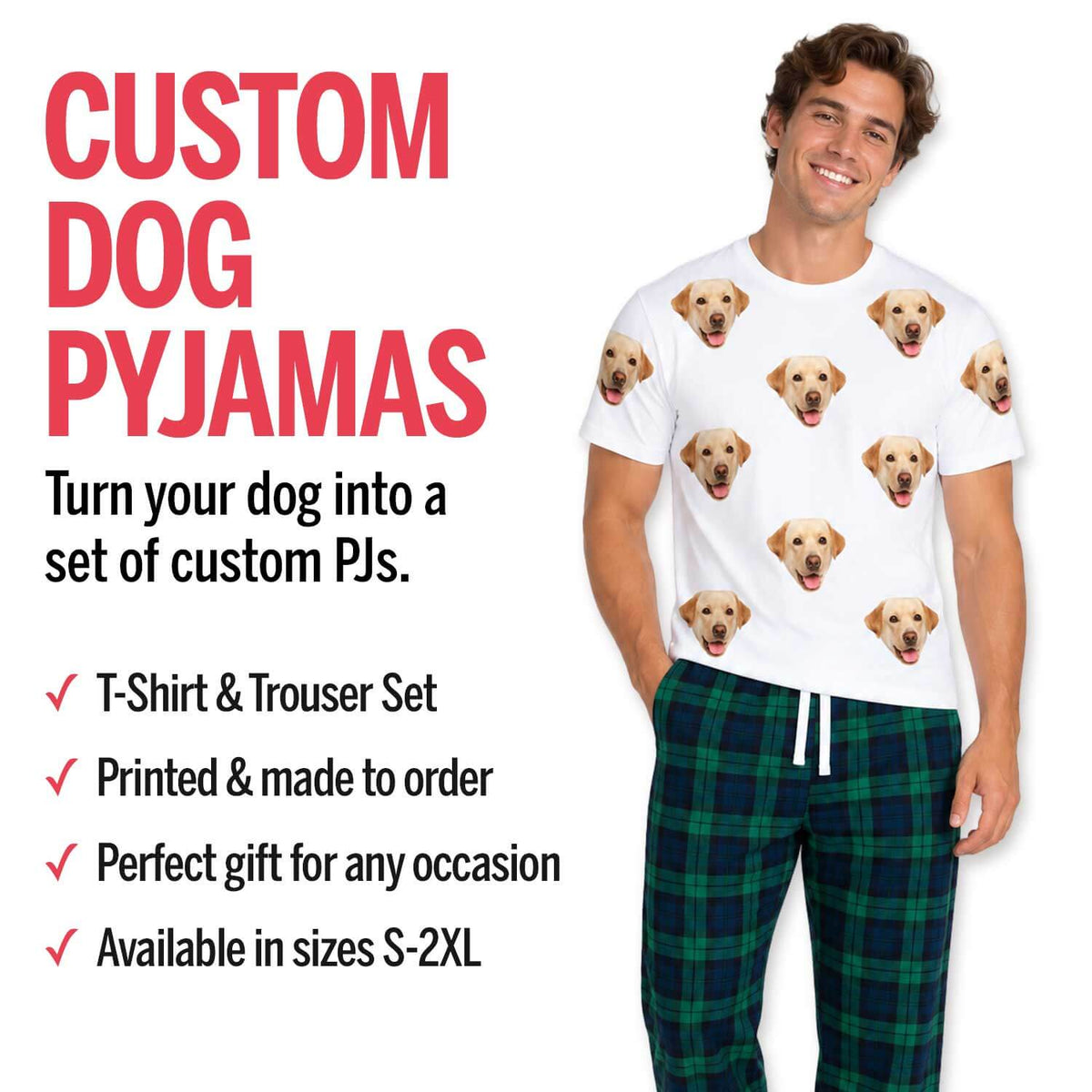 Men's Dog Pyjamas - Green Navy Trouser Set