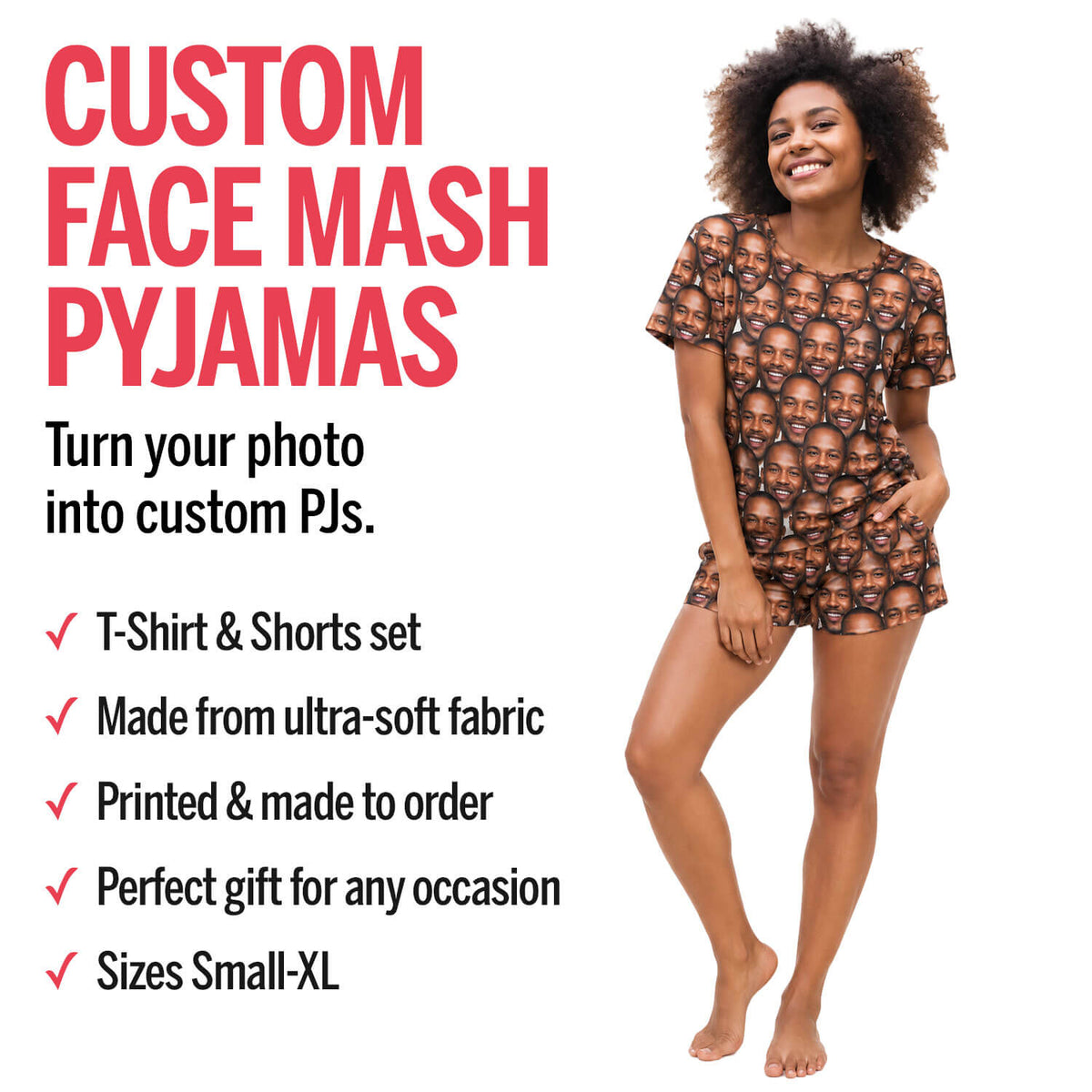 Women's Face Mash Pyjamas - Shorts Set