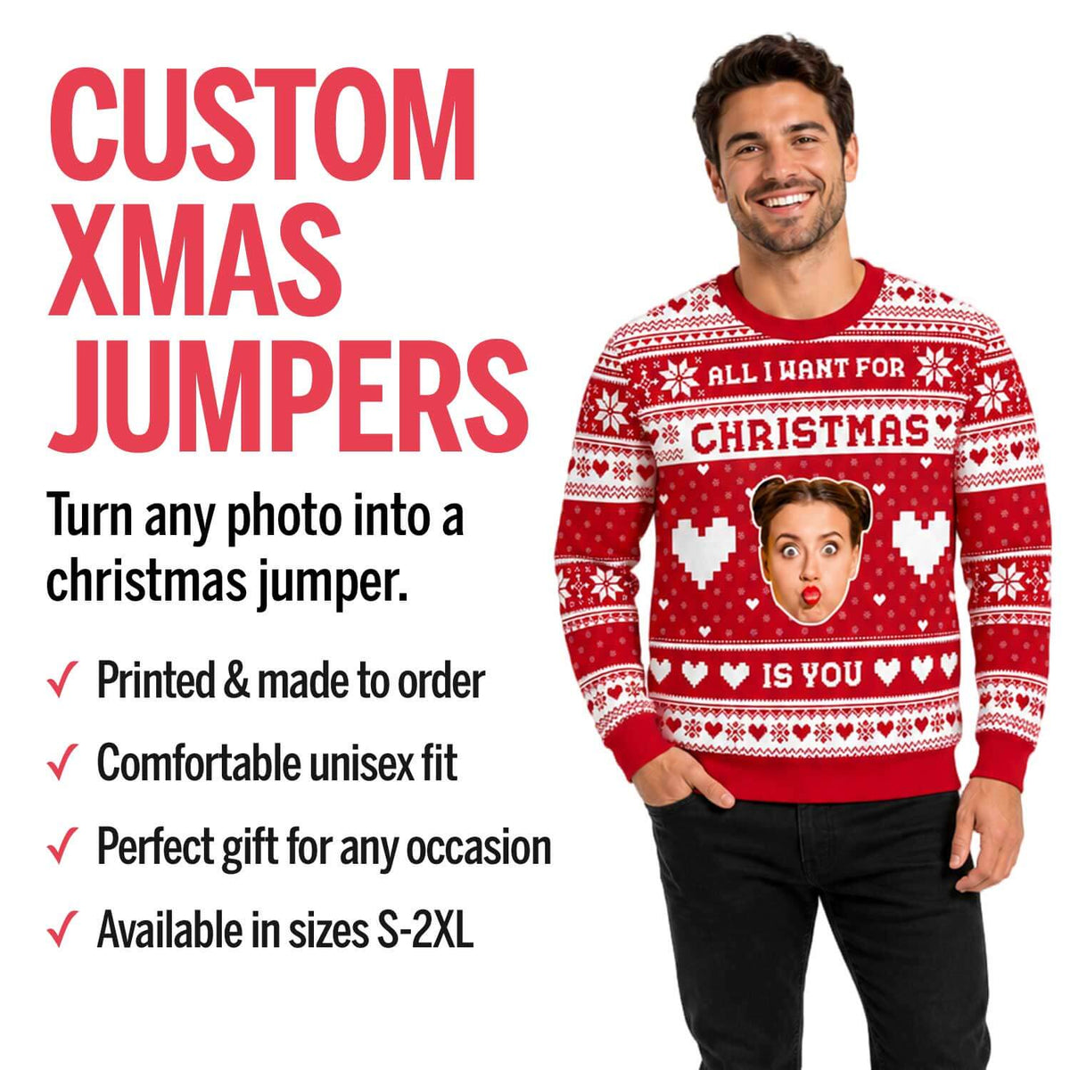 Your Logo Here Navy & White Personalised Christmas Jumper