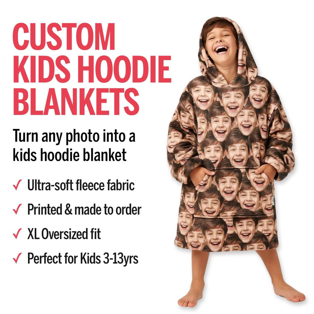 Xmas Chillzy Kids Hoodie Blanket