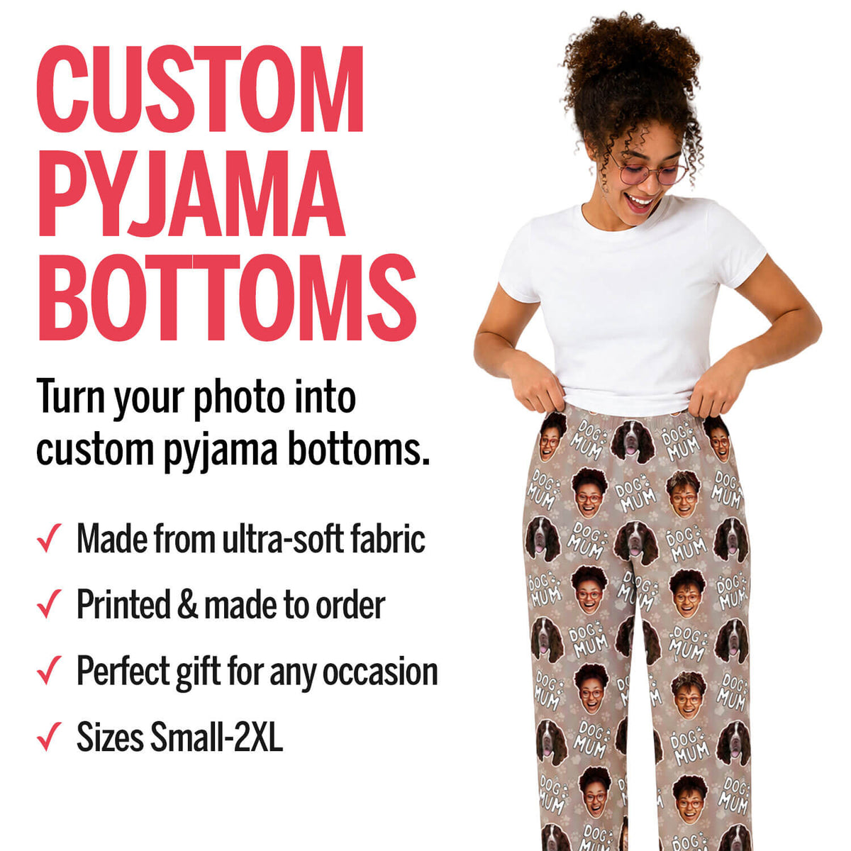 Women's Face Mash Personalised PJ Bottoms