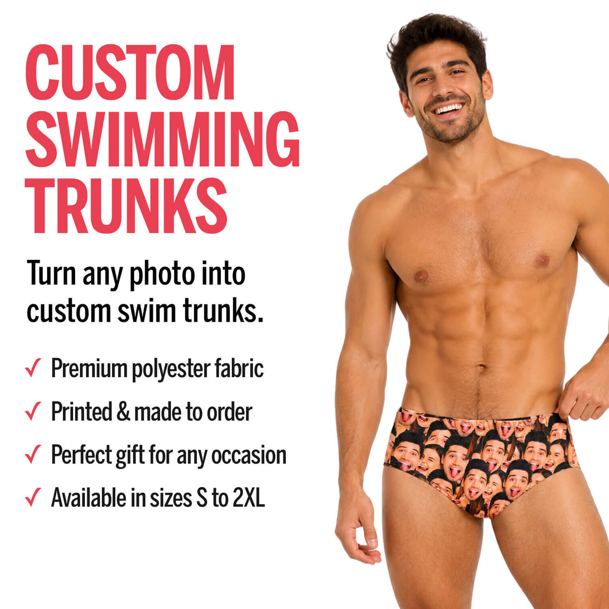 Bachelor Face Mash Personalised Swim Trunks