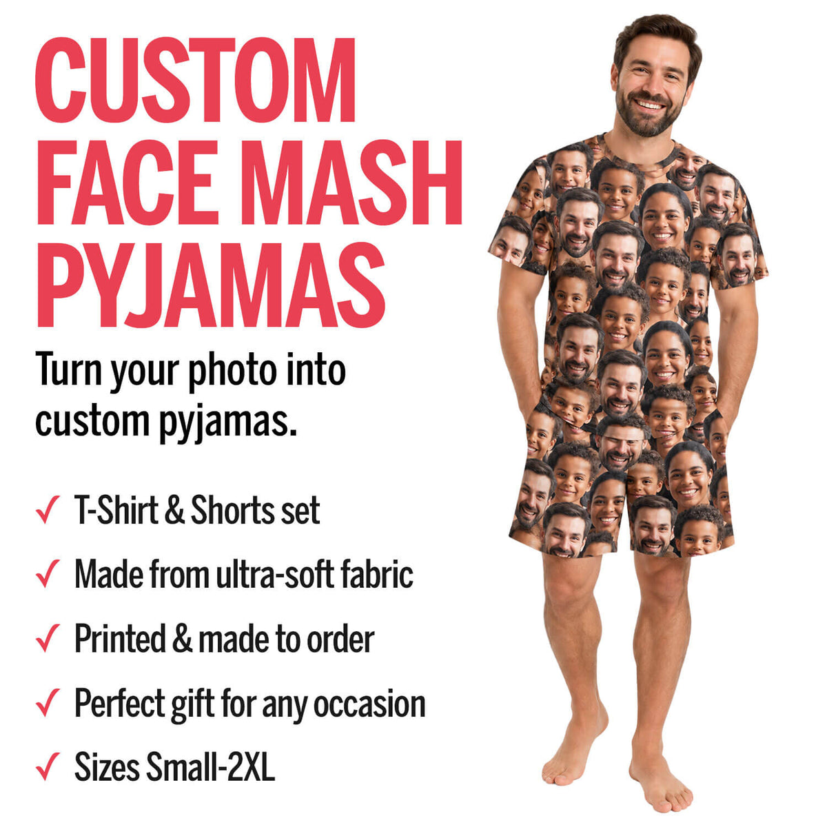 Men's Face Mash Pyjamas - Shorts Set