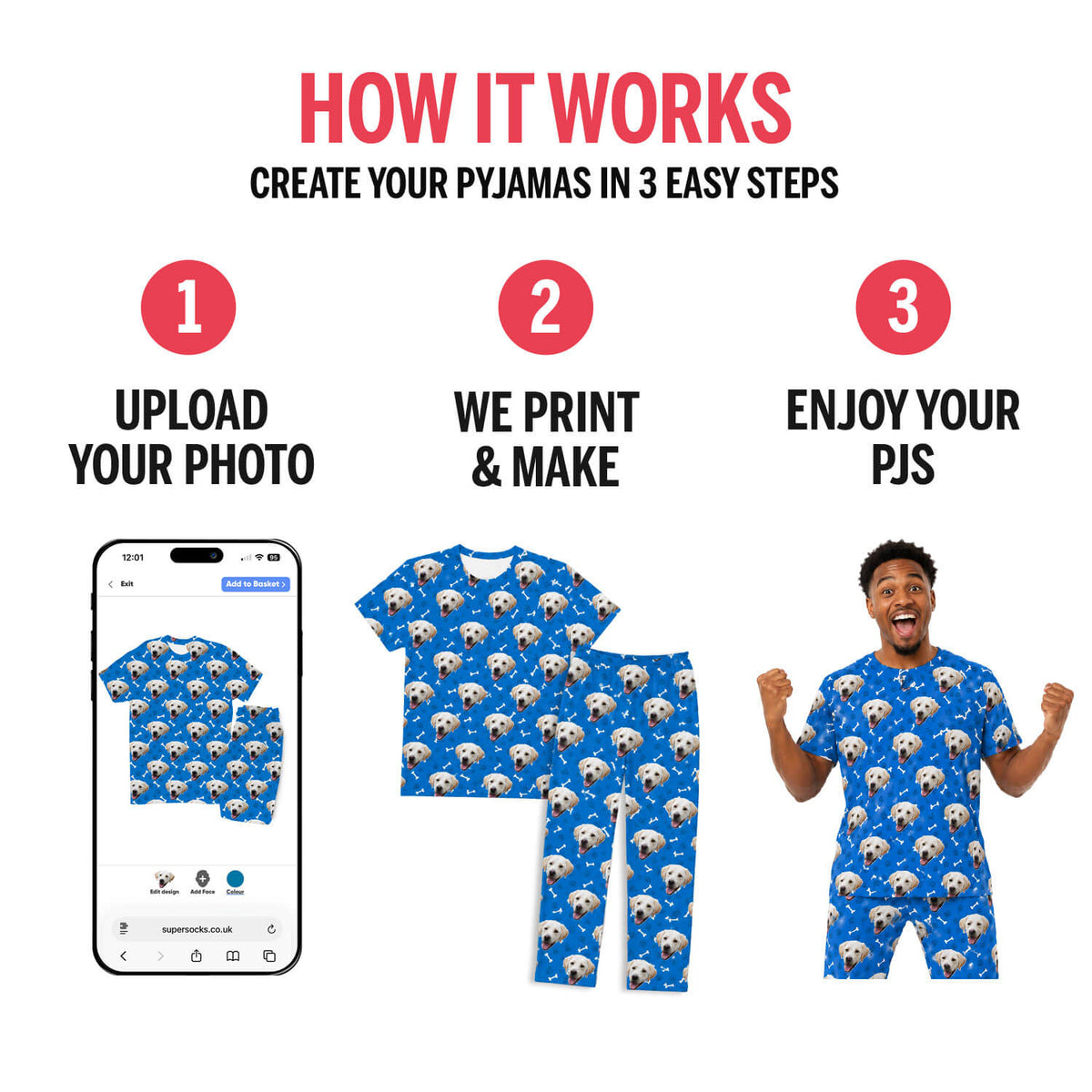 Men's Face Mash Pyjamas - Trouser Set