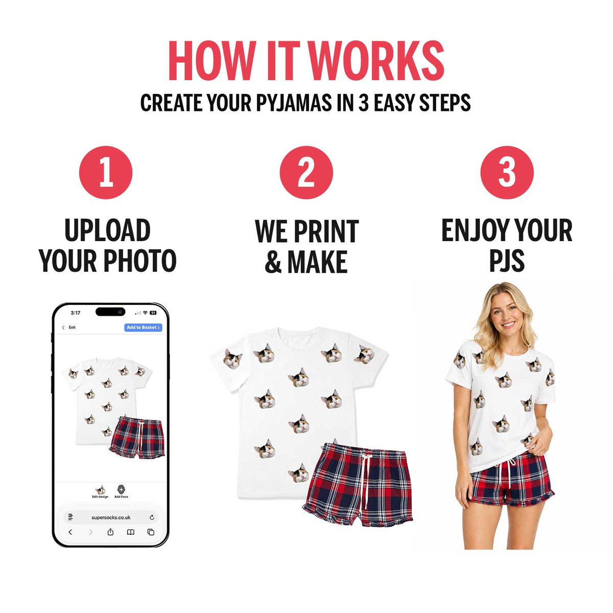 Women's Cat Pyjamas - Tartan Shorts