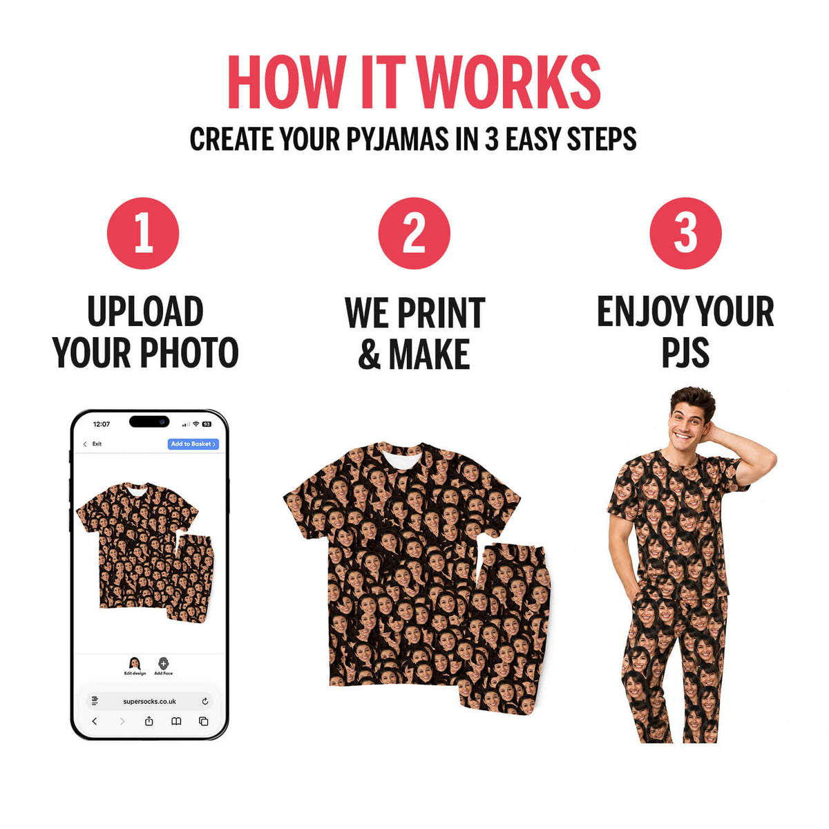Men's Face Mash Pyjamas - Trouser Set