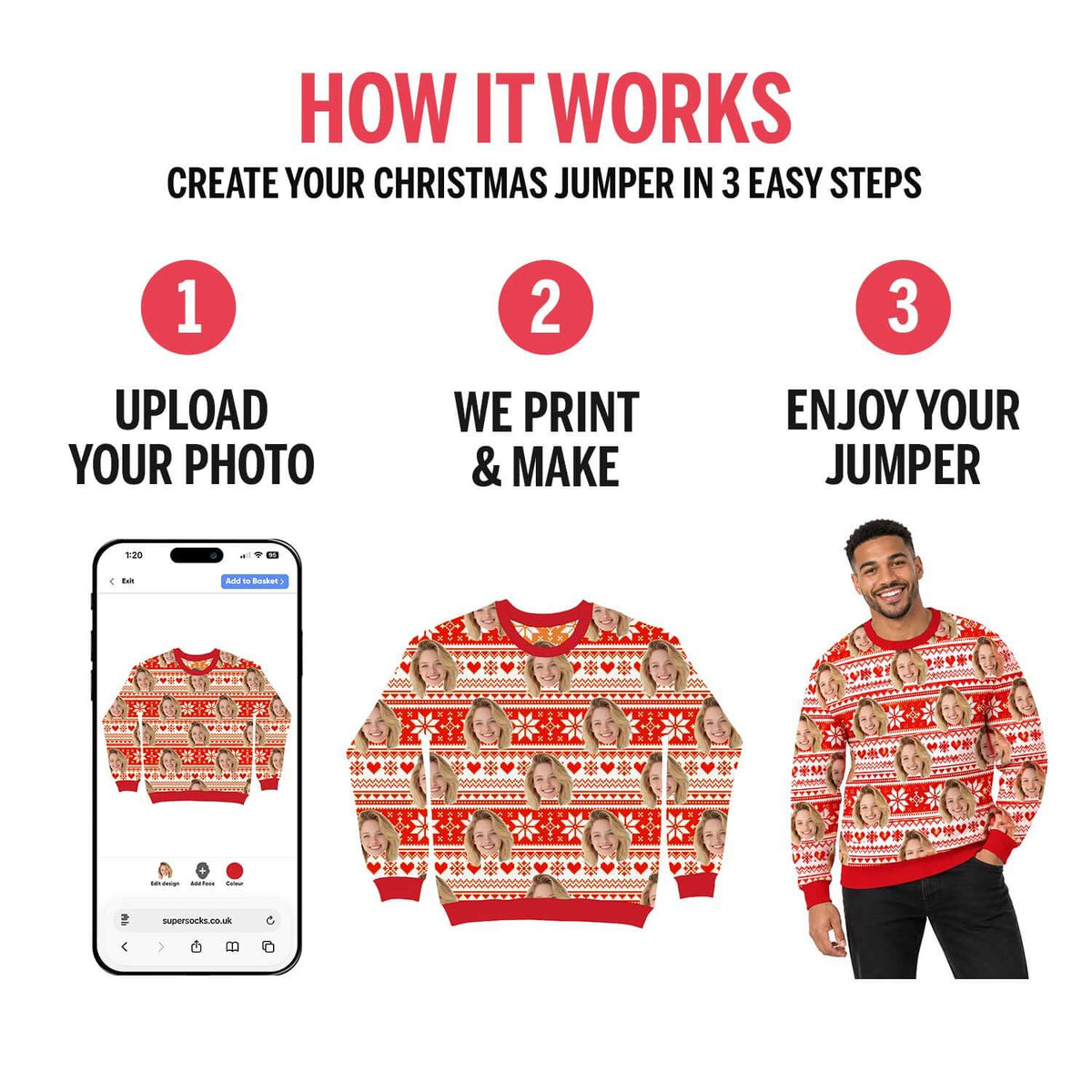 Your Logo Here Navy & White Personalised Christmas Jumper
