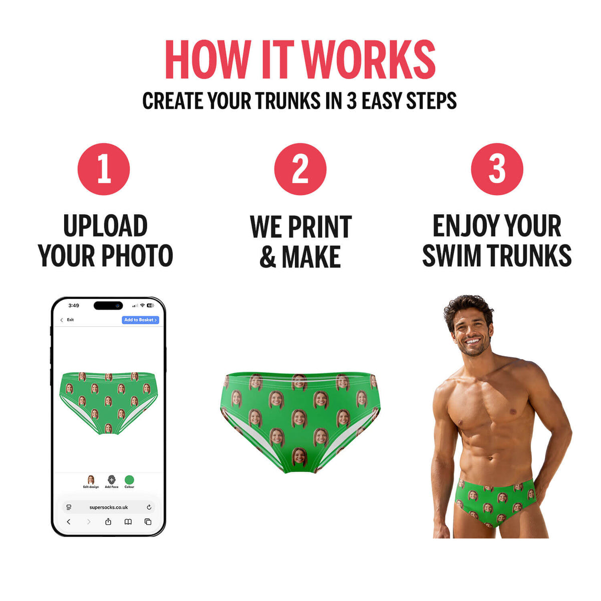 Bachelor Face Mash Personalised Swim Trunks