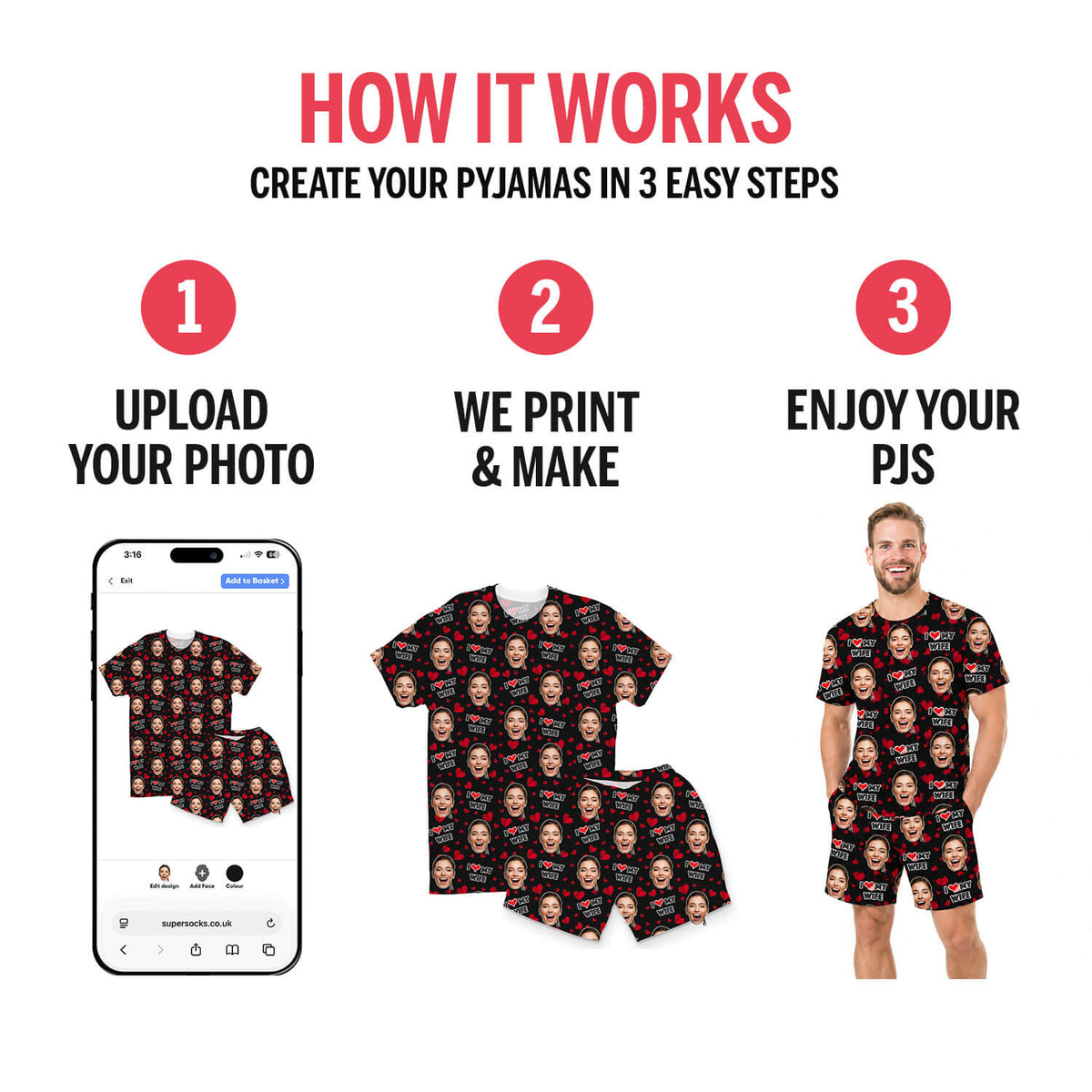 Men's I Love My Wife PJs - Shorts Set