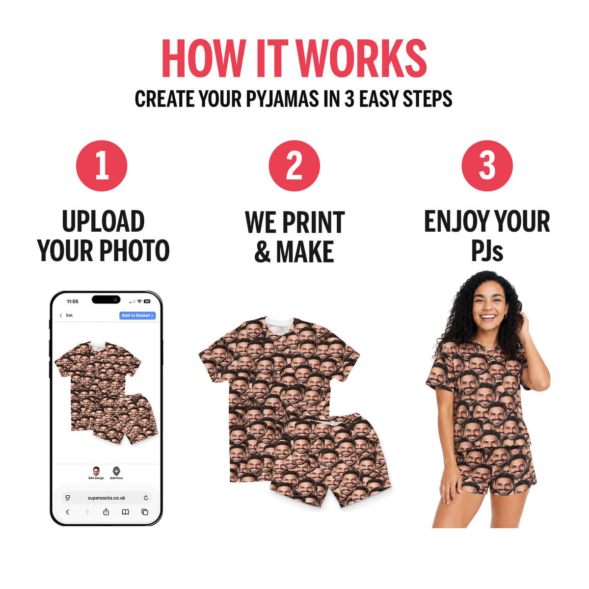 Women's Face Mash Pyjamas - Shorts Set