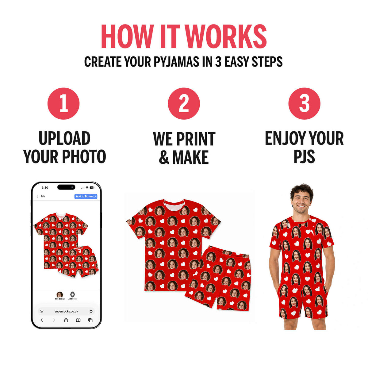 Men's Face Mash Pyjamas - Shorts Set