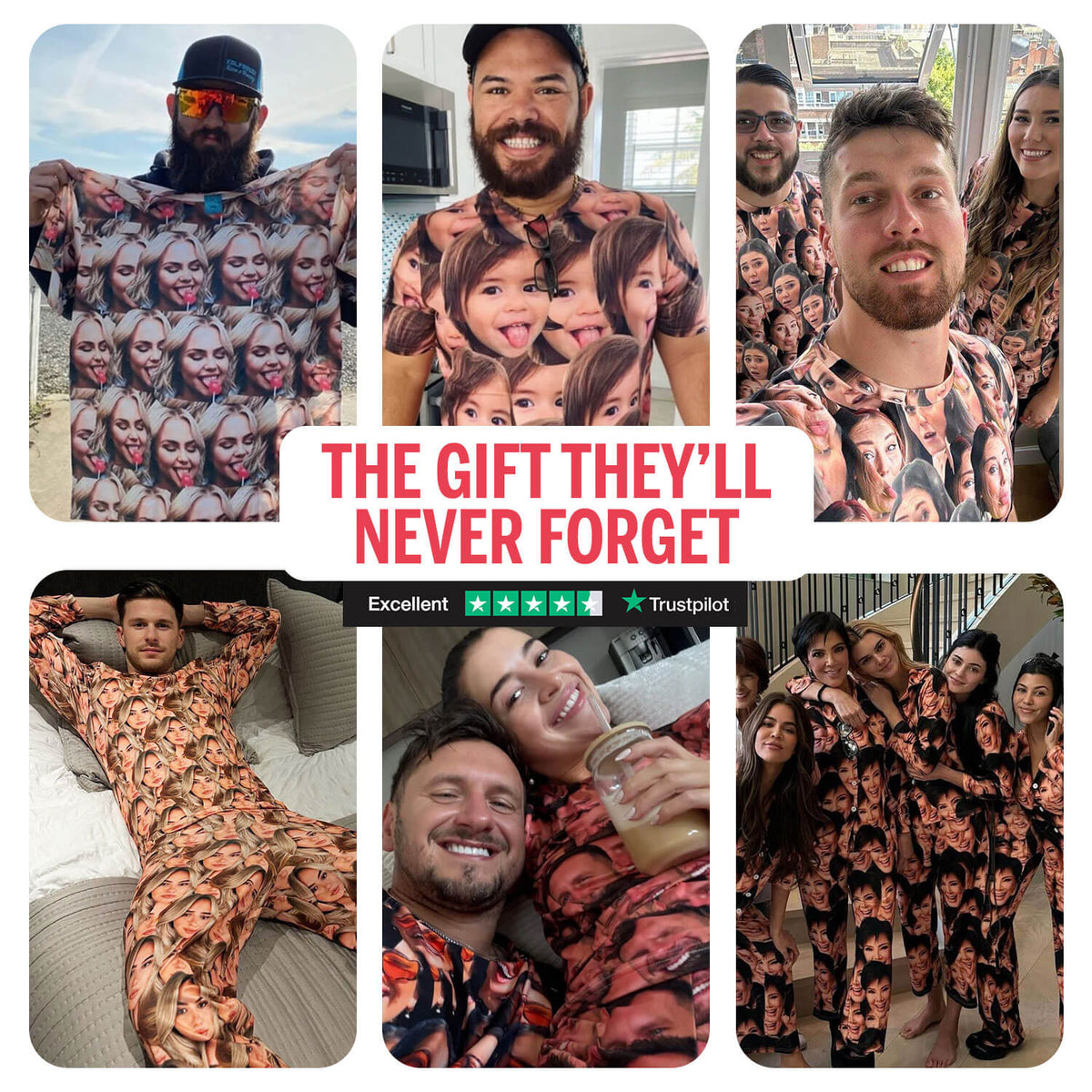 Family Face Mash Personalised Pyjamas - Trouser Set