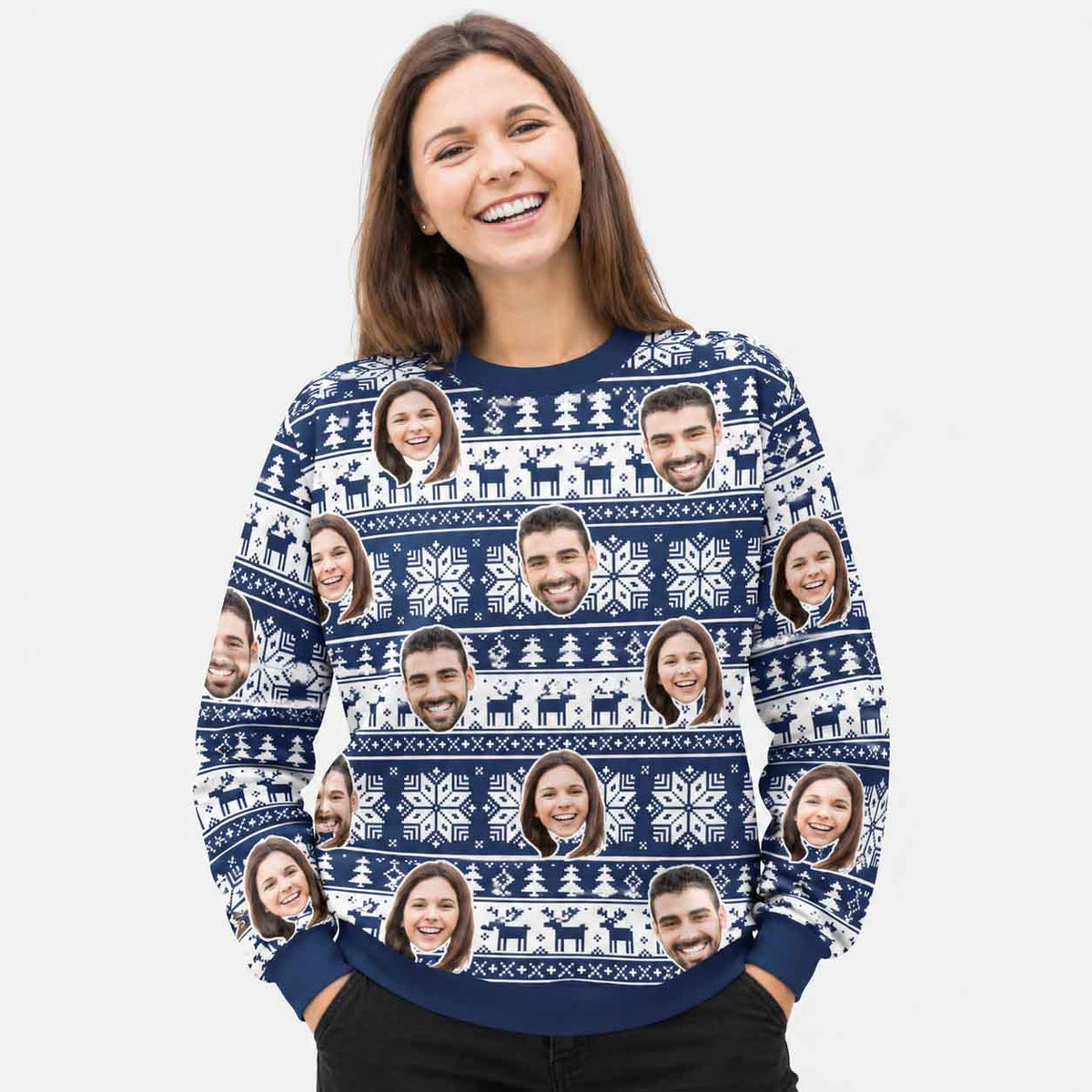 Your Face Nordic Navy Personalised Christmas Jumper