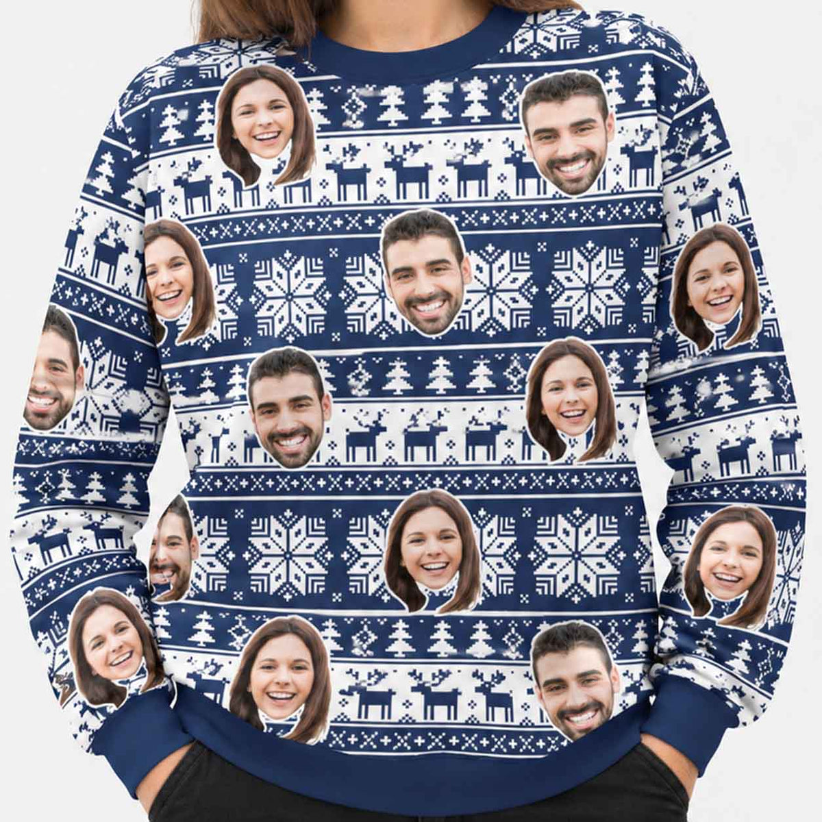 Your Face Nordic Navy Personalised Christmas Jumper