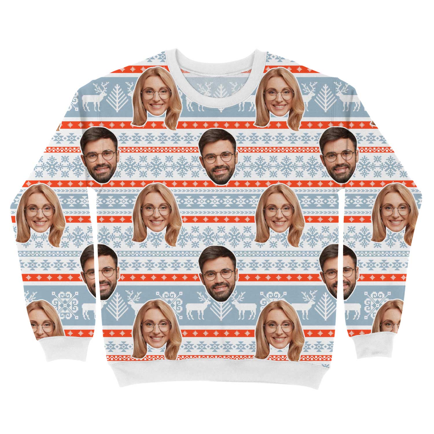 Your Face Nordic Reindeer Personalised Christmas Jumper