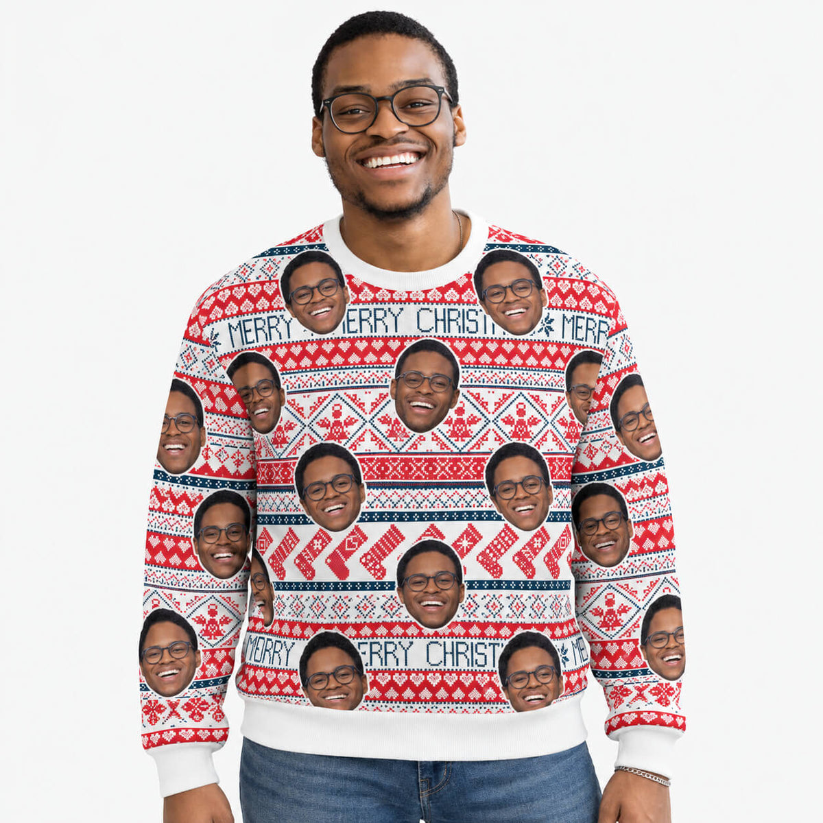 Your Face Merry Christmas Nordic Funny Festive Jumper