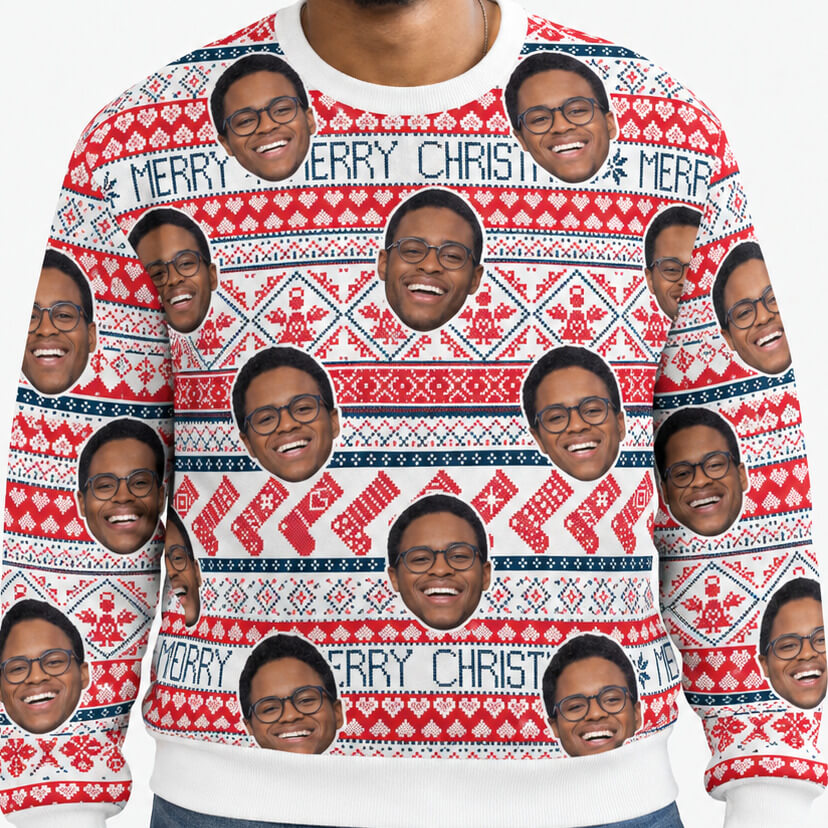 Your Face Merry Christmas Nordic Funny Festive Jumper