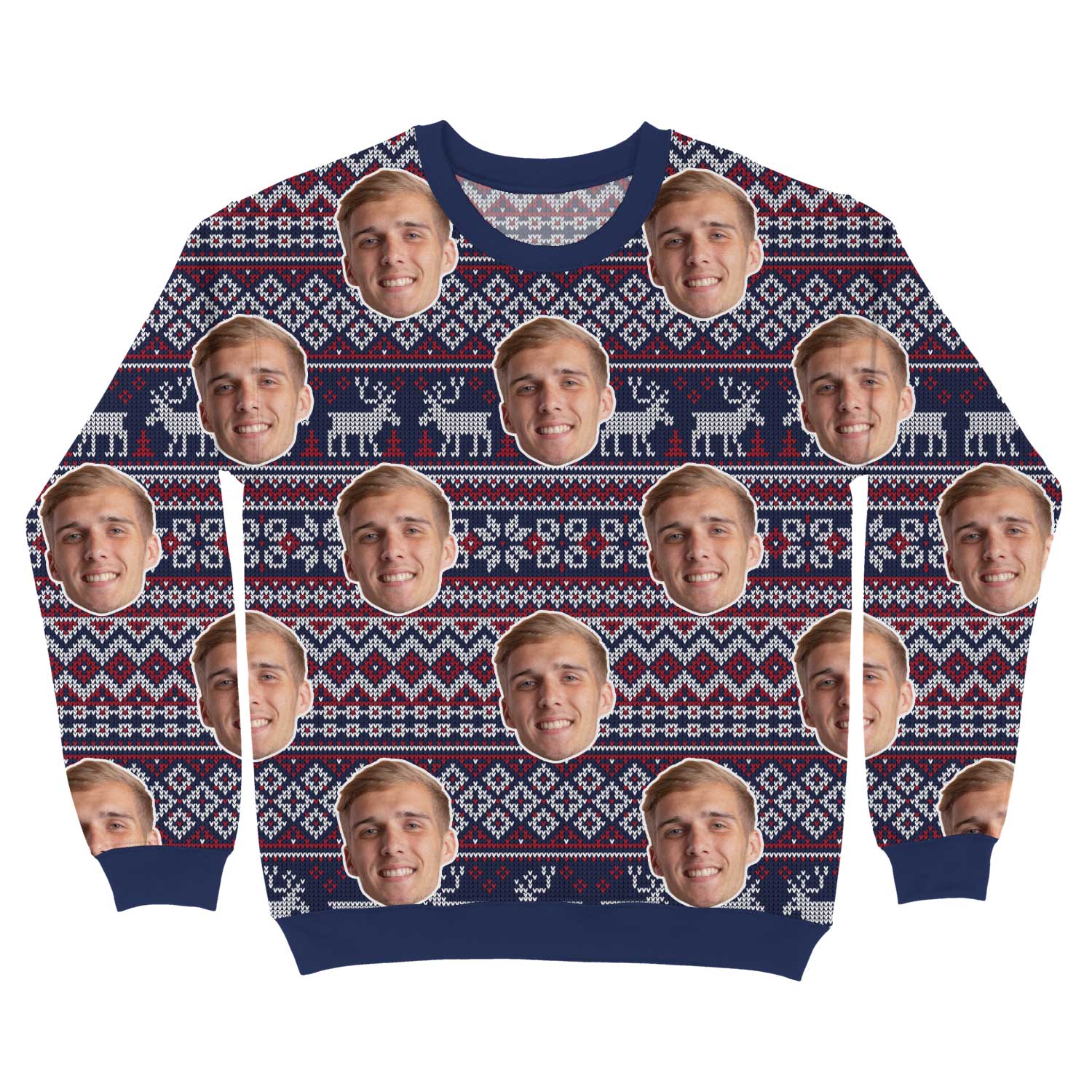 Your Face Navy Nordic Personalised Christmas Jumper