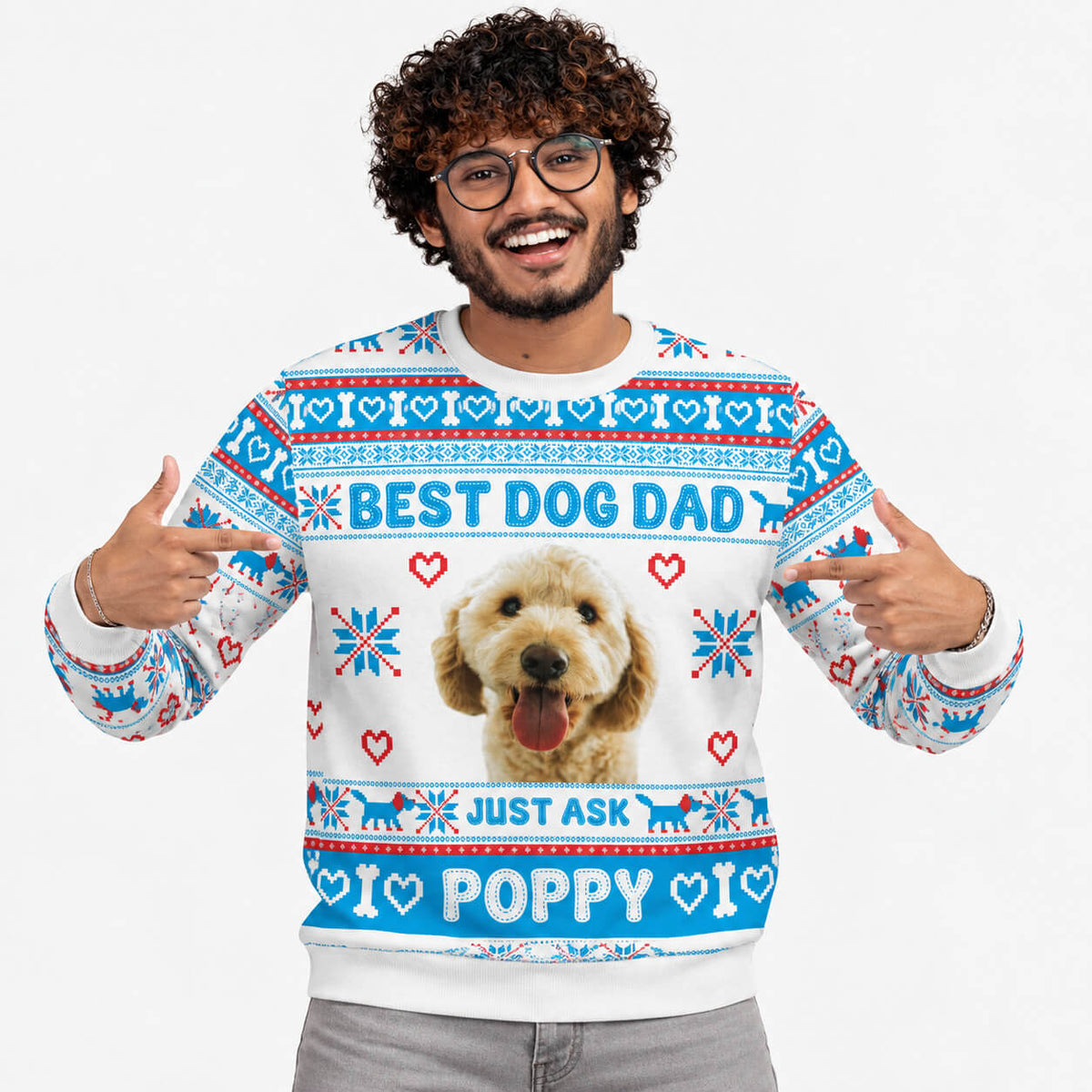 The Best Dog Dad Personalised Christmas Jumper