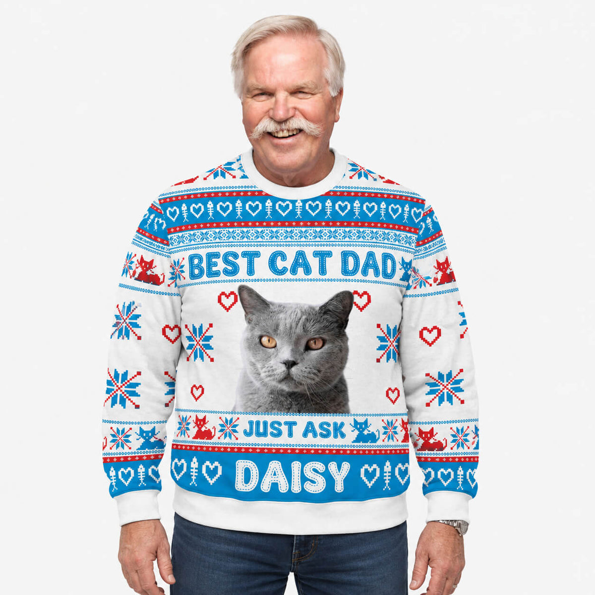 The Best Cat Dad Personalised Christmas Jumper