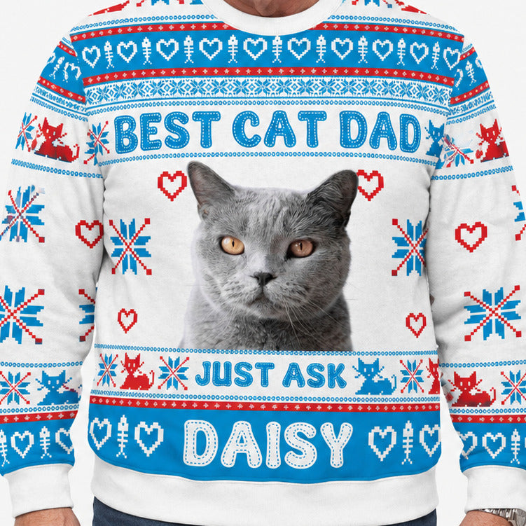 The Best Cat Dad Personalised Christmas Jumper