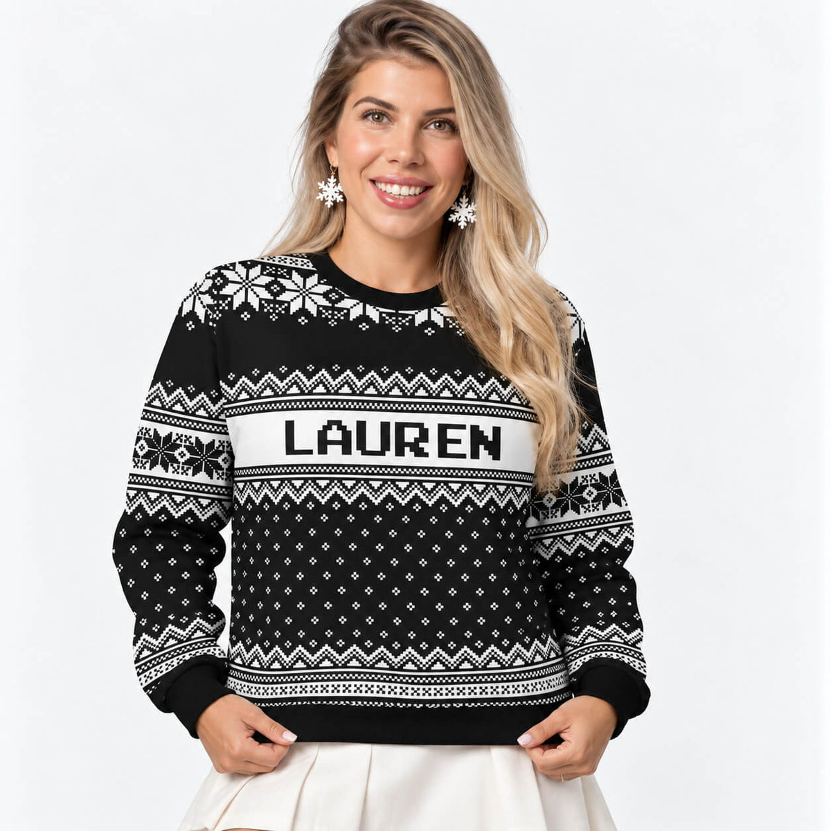 Your Name Black Christmas Jumper