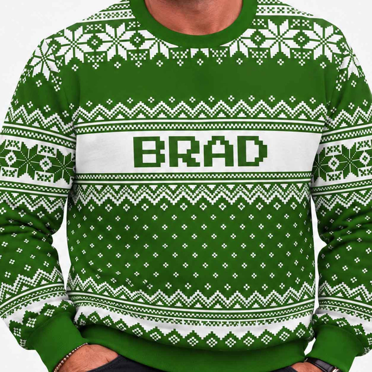 Your Name Green Personalised Christmas Jumper