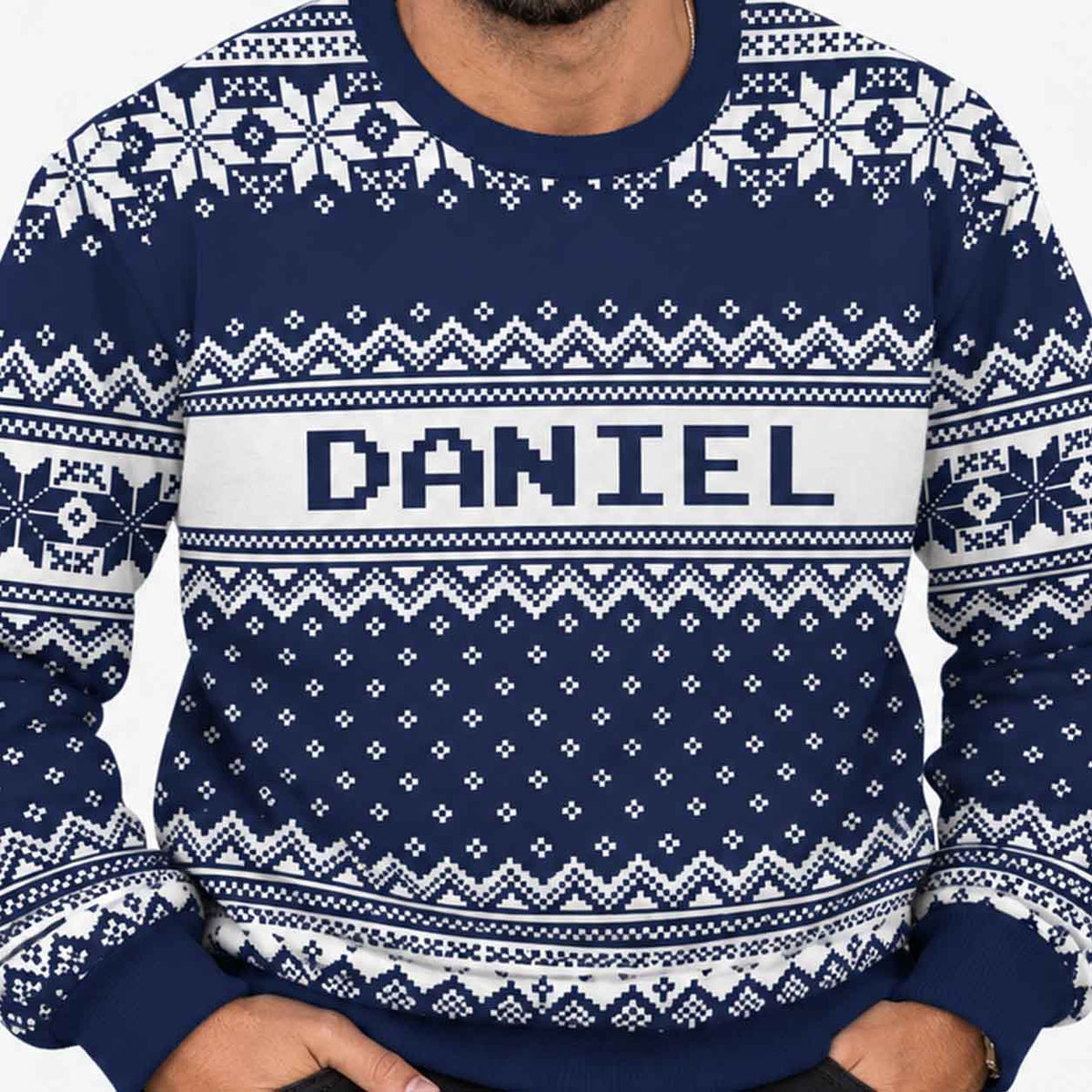 Your Name Navy Personalised Christmas Jumper