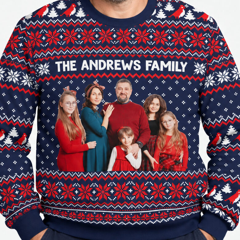 Your Family Name & Photo Christmas Jumper
