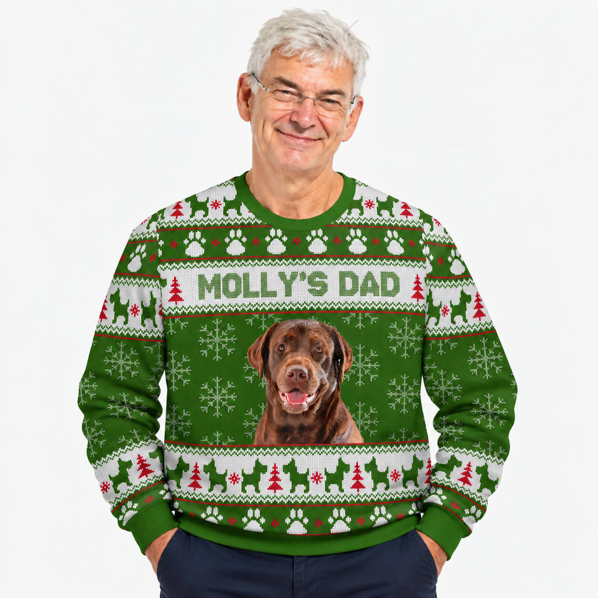 Dog's Name Dad Personalised Christmas Jumper