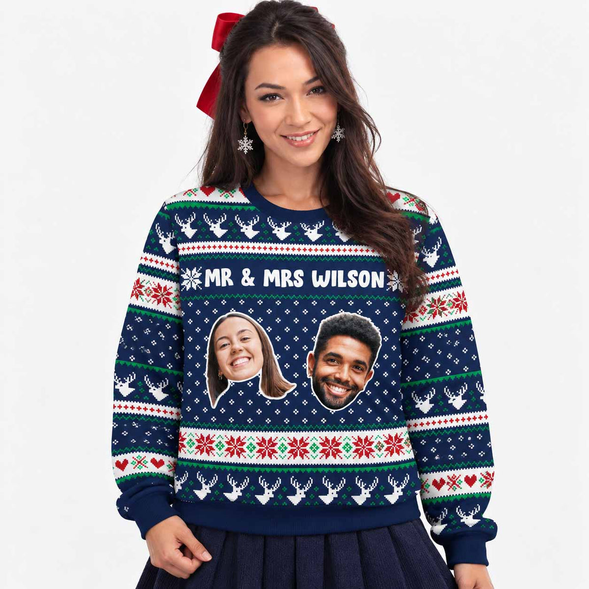 Mr & Mrs Surname Personalised Christmas Jumper