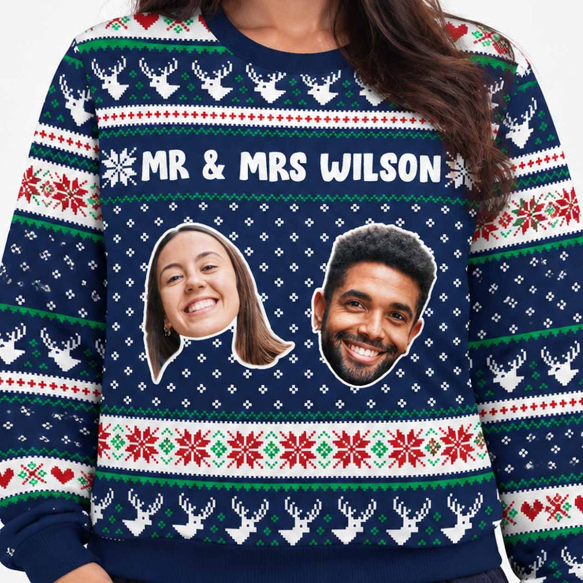 Mr & Mrs Surname Personalised Christmas Jumper