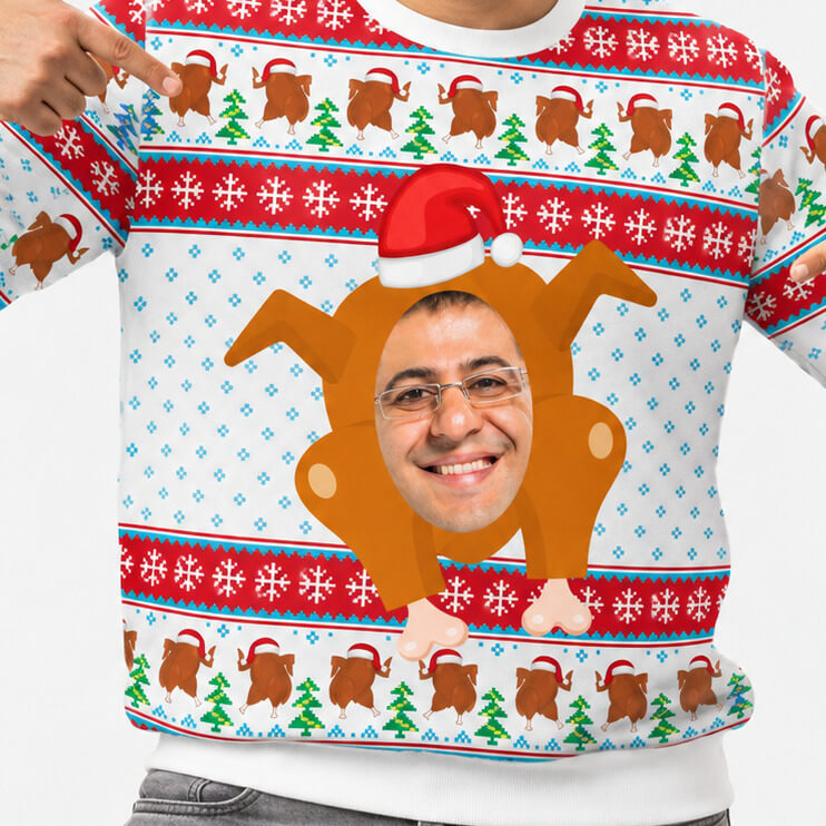 Turkey Face Personalised Christmas Jumper